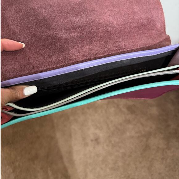 Pink Zebra Leather Crossbody Purse - Picture 6 of 12